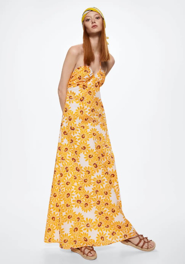 Vestido de algodón con flores de Mango