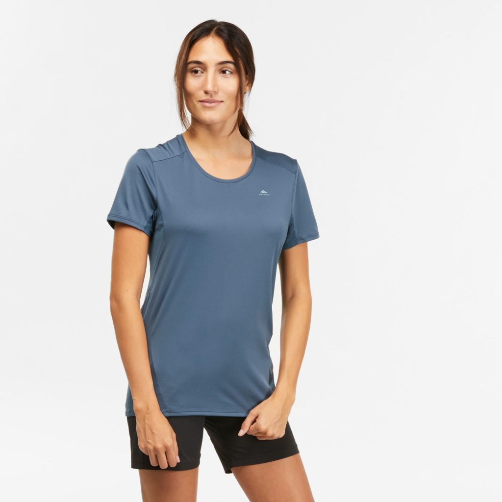 Camiseta de montaña y trekking manga corta Mujer Quechua MH100 gris – Decathlon