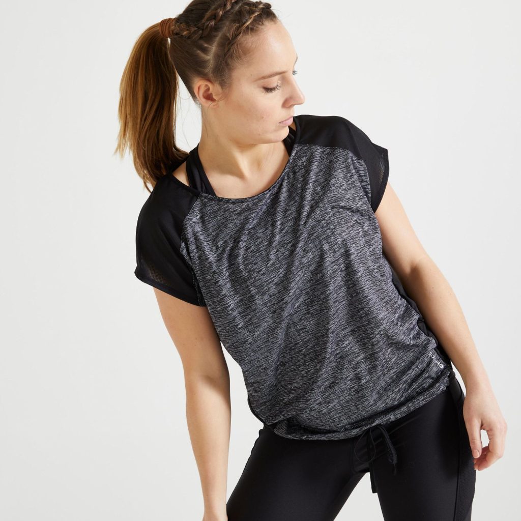 Camiseta fitness manga corta Mujer Domyos 120 negro – Decathlon