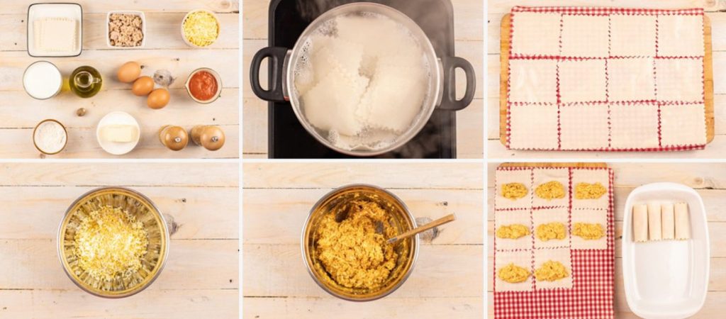 Ingredientes para los canelones de atún