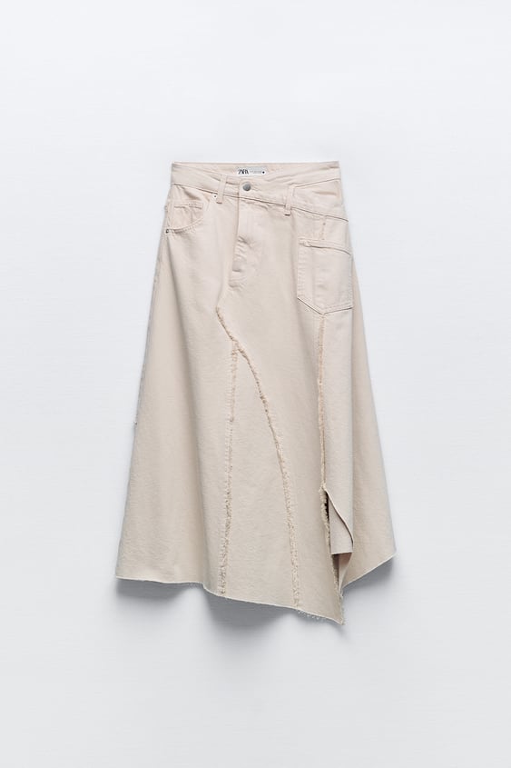 Falda Asimétrica Desflecada – Zara