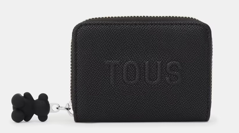 Monedero en negro con cremallera Tous