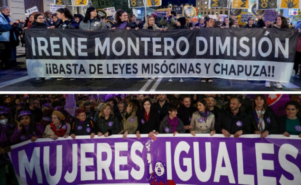 Igualdad confía ahora en la ciudadanía ante el fracaso de sus campañas contra la violencia machista 2 Pancarta feminista contra irene montero