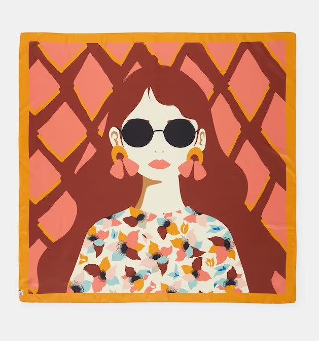 Pañuelo plisado con estampado multicolor