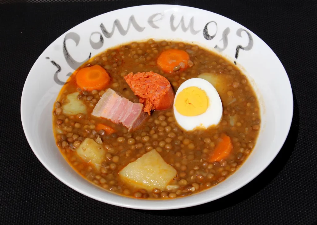 Ingredientes de la receta de lentejas con chorizo