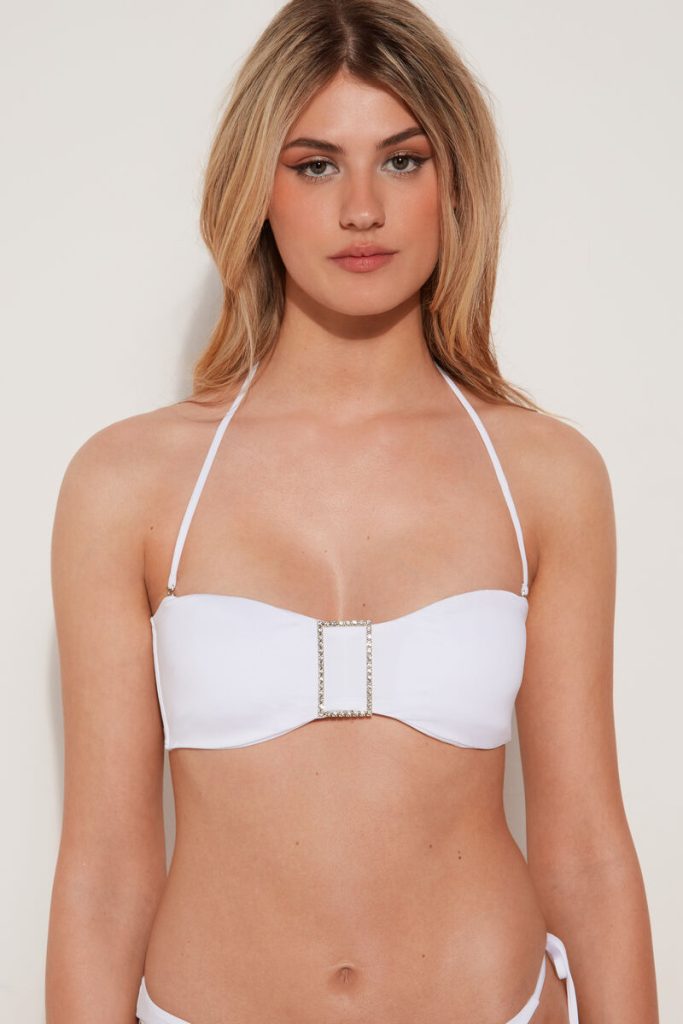 Sujetador de Bikini Bandeau con Relleno Extraíble Crystal Buckle – Tezenis