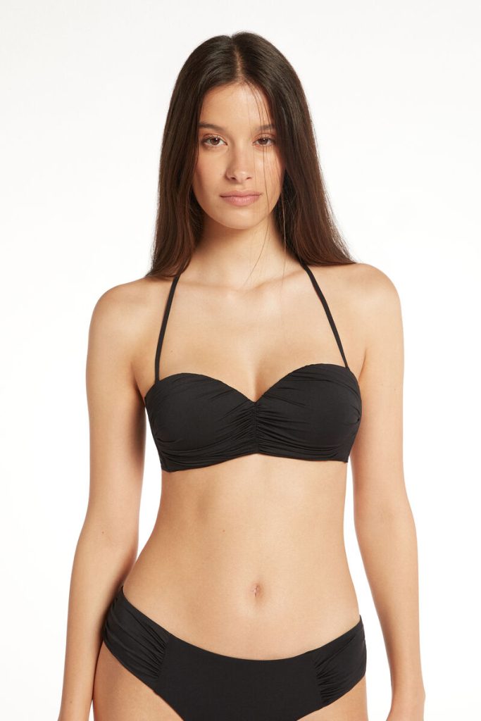 Top de Bikini Bandeau con Relleno y Frunce de Microfibra Reciclada – Tezenis