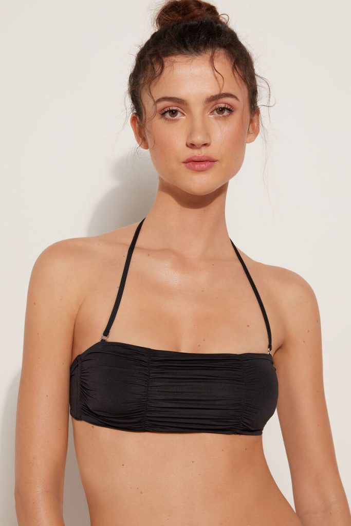 Top de bikini Bandeau con Relleno Extraíble de Microfibra Reciclada Fruncida – Tezenis