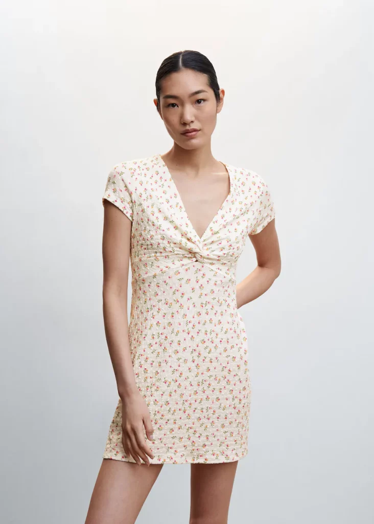 Vestido textura nudo – Mango