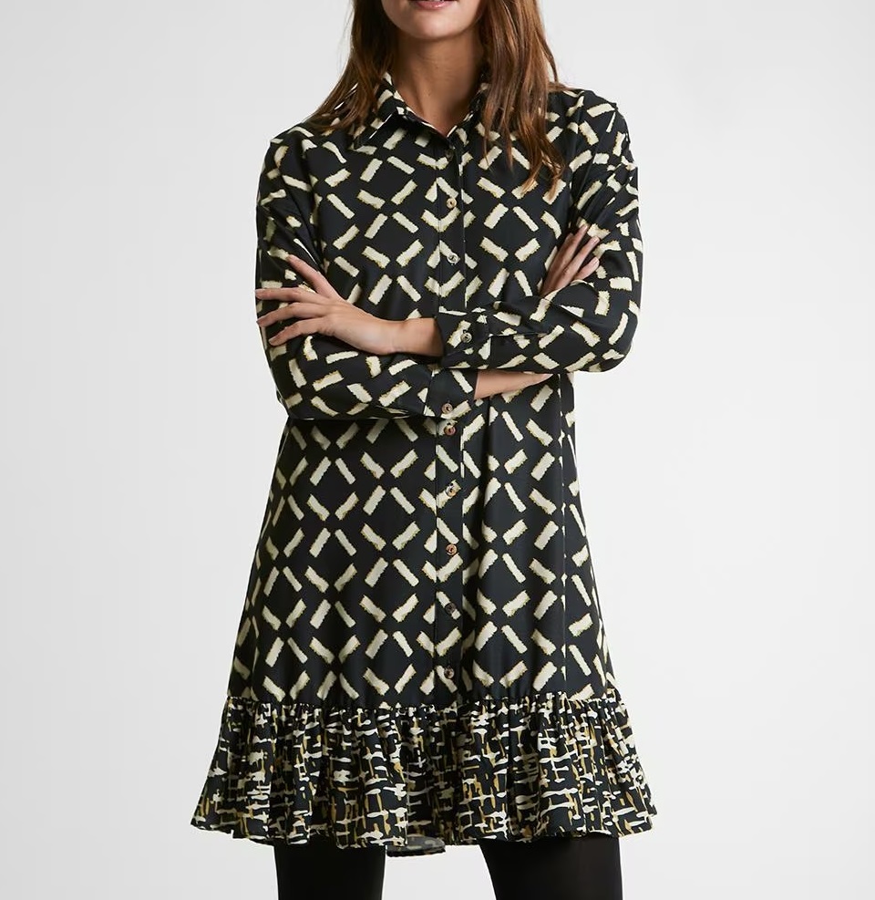 vestido estampado geométrico