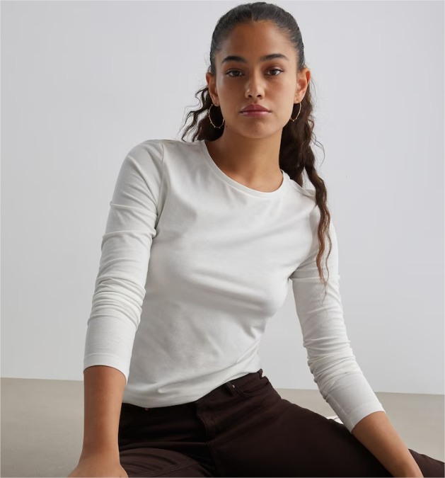 Camiseta Básica de Manga Larga Mujer
