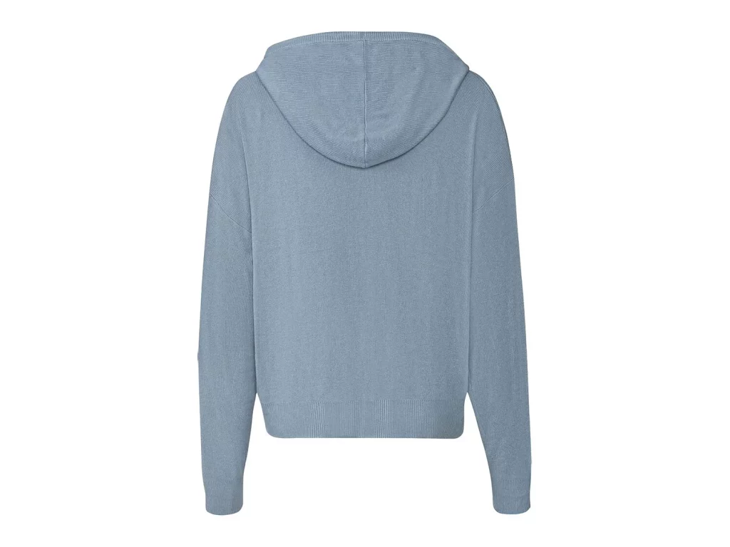 Chaqueta de punto fino azul con capucha para mujer de Lidl