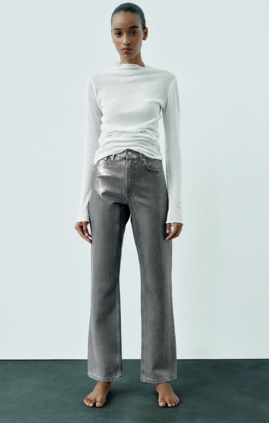 Jeans recto tiro medio Foil de Zara