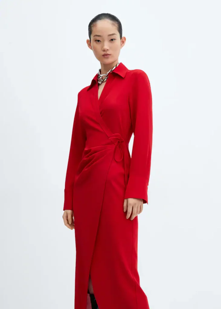 Vestido Camisero Cruzado de Mango