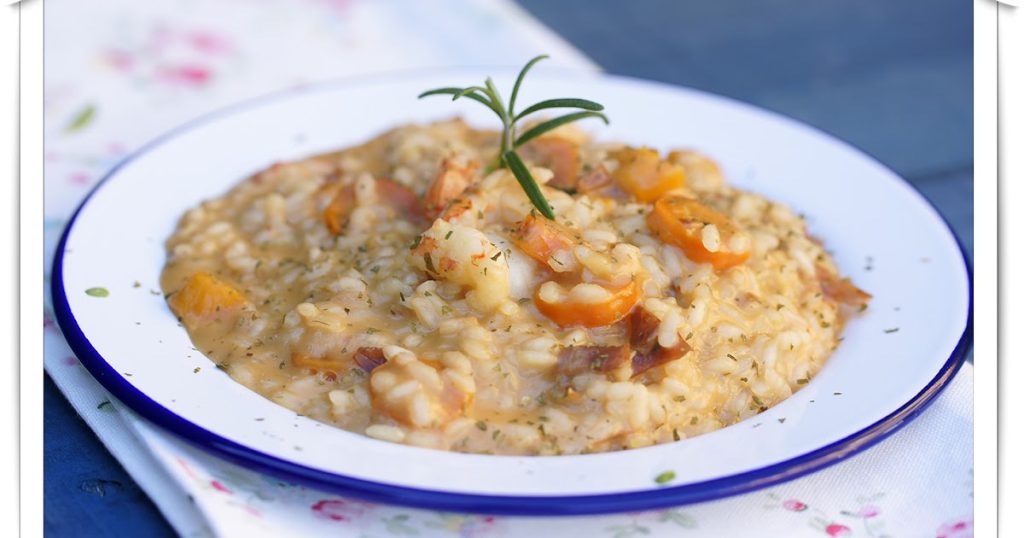 Preparación del risotto mar y montaña