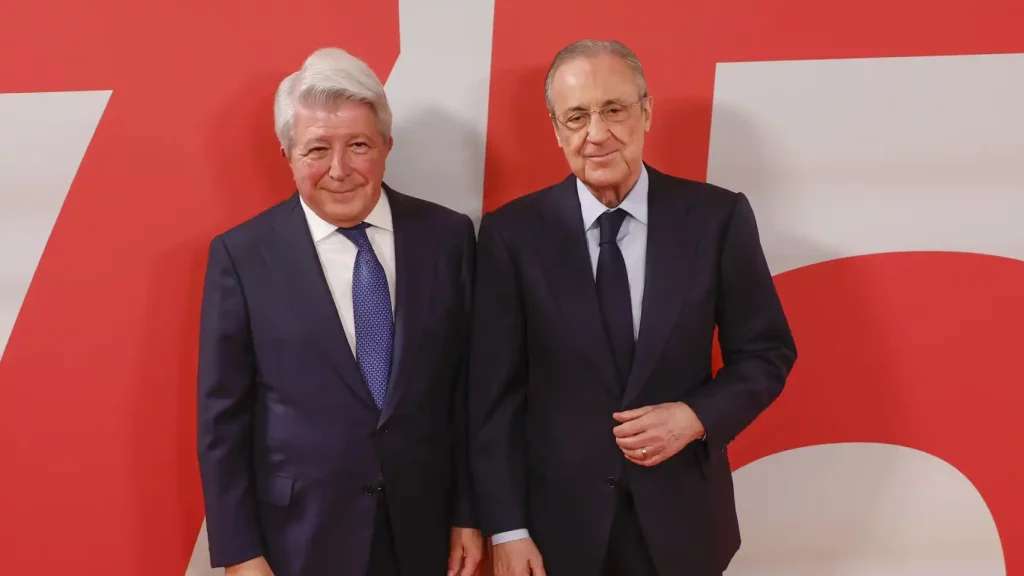 El Chiringuito desvela lo que Florentino Pérez le susurra al oído a Simeone en su último encuentro 2 Un encuentro entre líderes del fútbol nacional