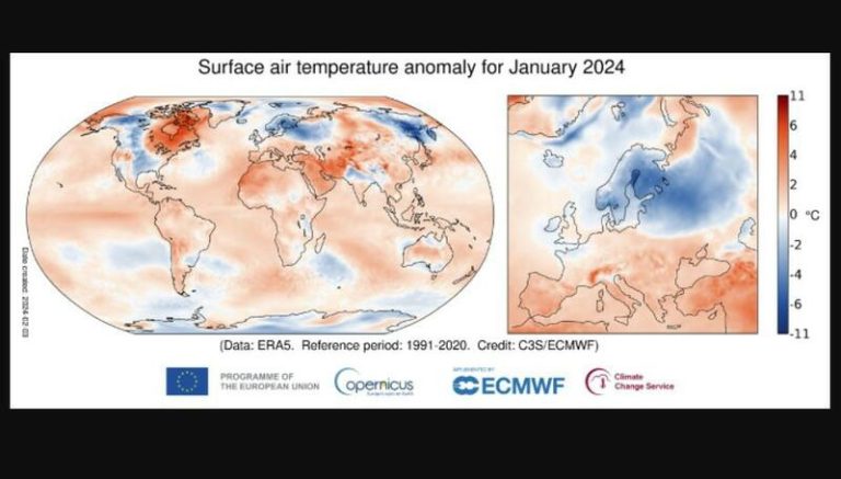 Récord de calor mundial en enero, con 1,66 grados sobre nivel preindustrial