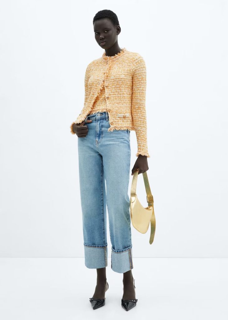 Cárdigan tweed bolsillos