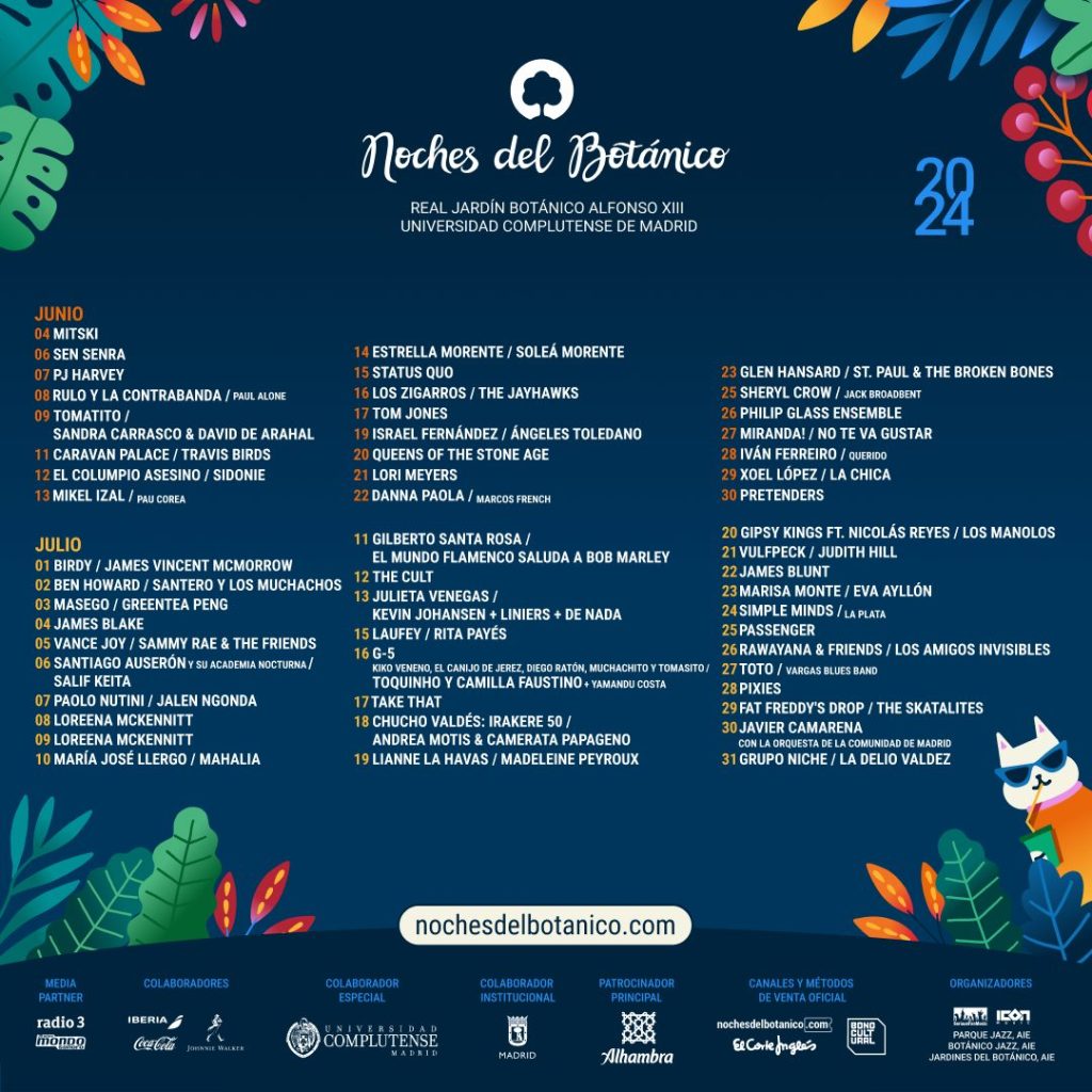 Noches del Botánico: Los Pixies, Danna Paola, Mikel Izal y Gipsy Kings protagonizan la nueva edición 1 CartelFinal 1080x1080Feed Square
