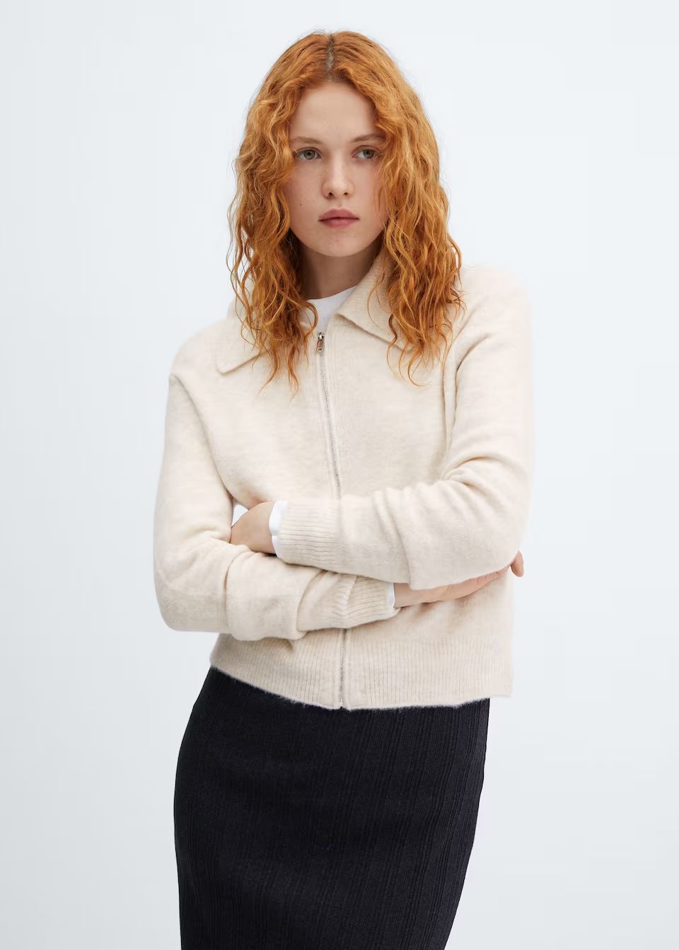Chaqueta punto cremallera de Mango