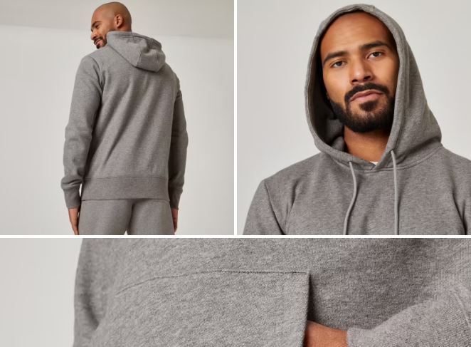 Sudadera con capucha cuello redondo hombre Domyos 500 gris