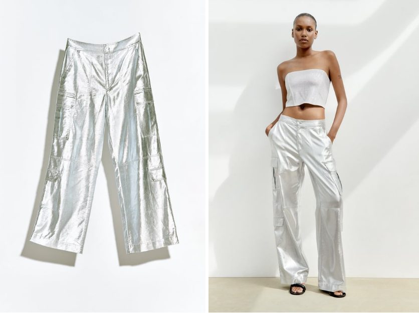 pantalón metalizado a bajo precio