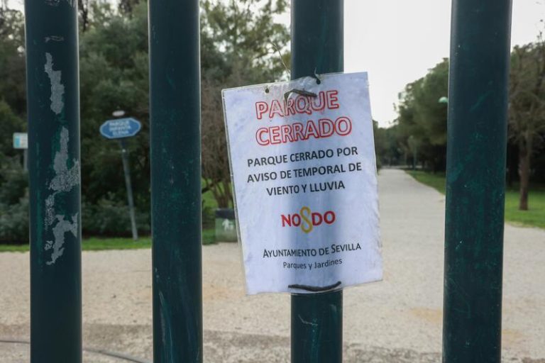 Cerrados por precaución los parques públicos de Sevilla ante el pronóstico de fuertes rachas de viento