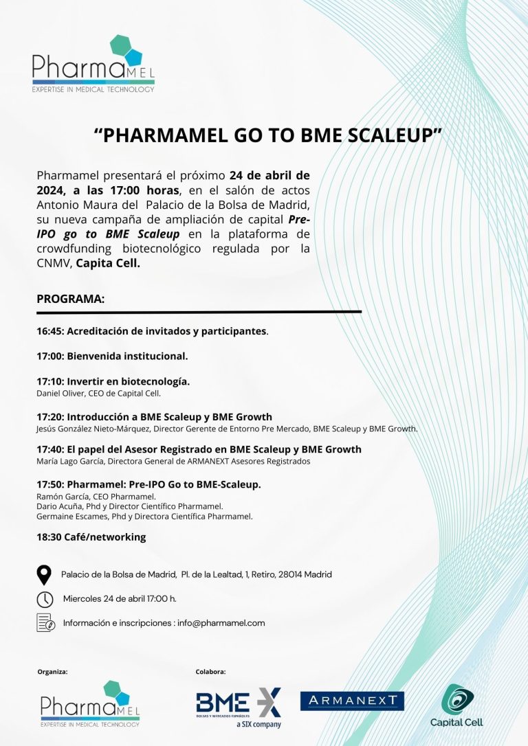 Pharmamel lanza la campaña de ampliación de capital "Go to BME Scaleup"