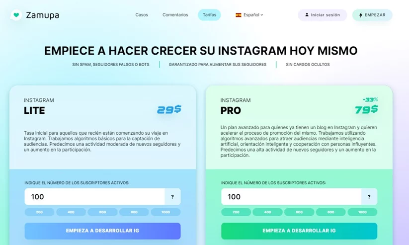 Dónde y cómo comprar Me gusta y comentarios en Instagram 31 Zamupa