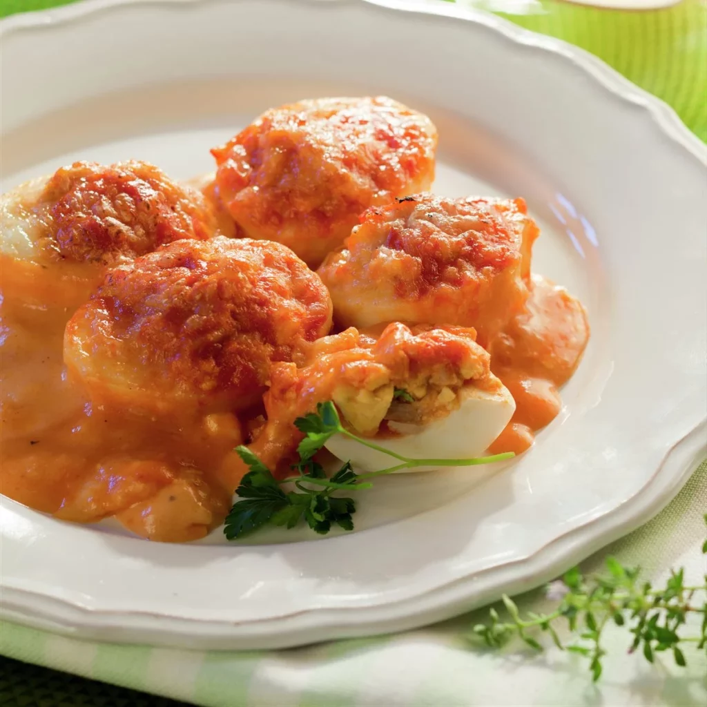 huevos rellenos de atun y tomate