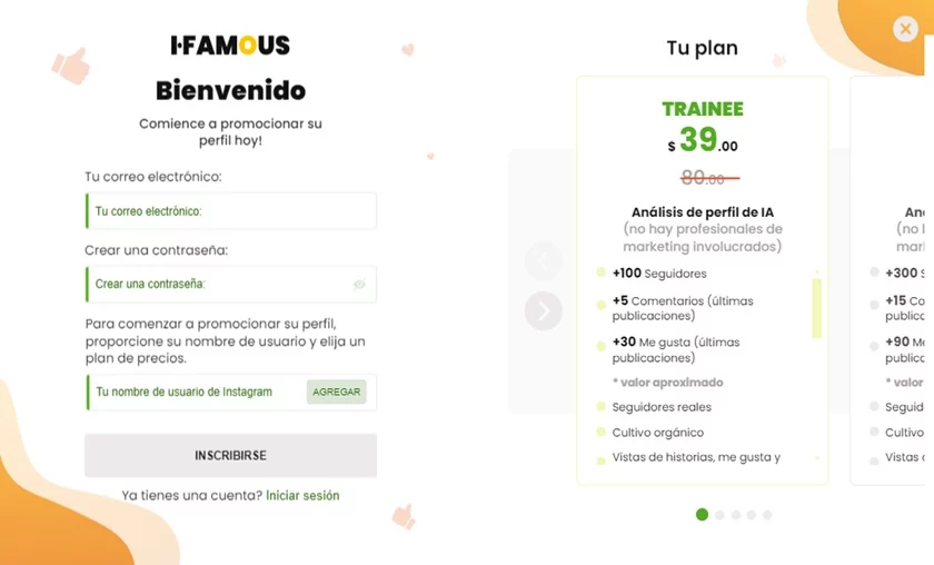 Dónde y cómo comprar Me gusta y comentarios en Instagram 3 i famous plan