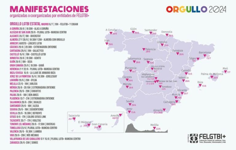 Más de una treintena de ciudades celebrarán manifestaciones en junio y julio para reivindicar la igualdad LGTBI+