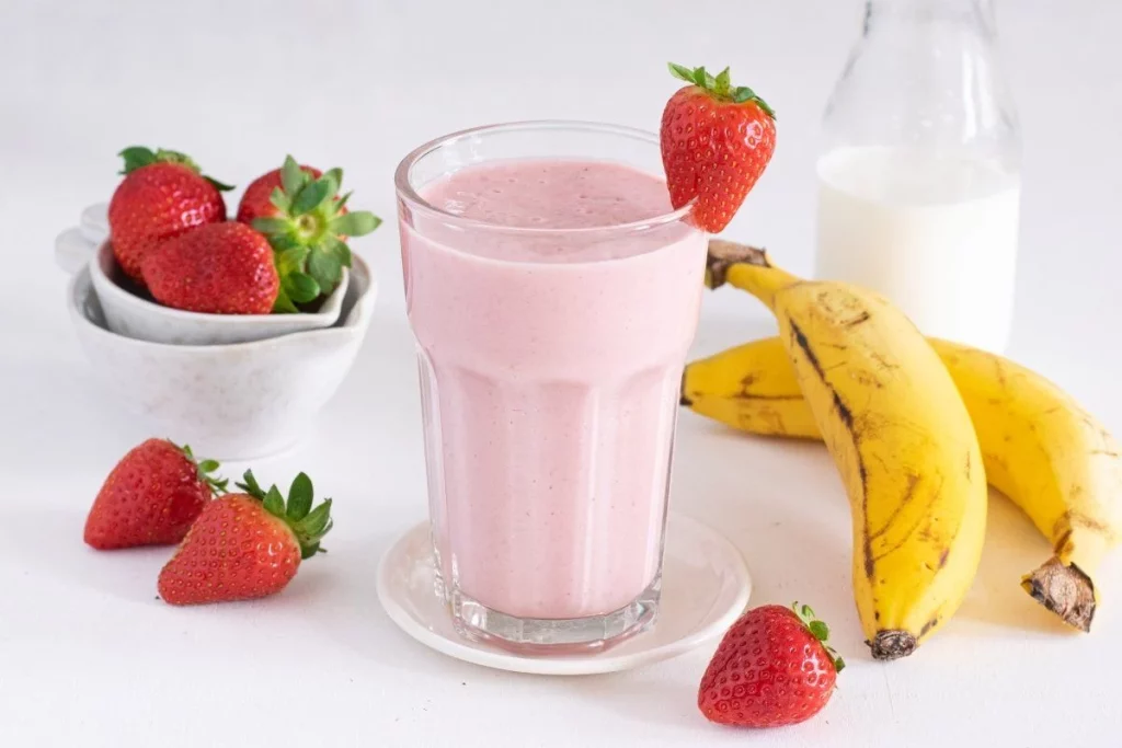 Batido de plátano y fresas
