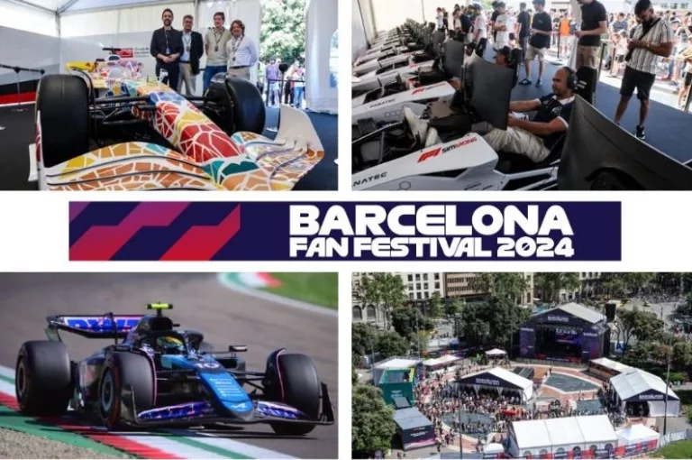 Expectación entre los aficionados del motor por la exhibición de coches de F1 en el centro de Barcelona