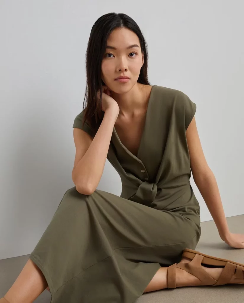 Vestido Midi kaki de El Corte Ingles