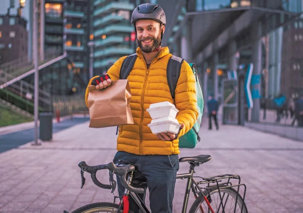 hospitality food delivery service rider bicycle