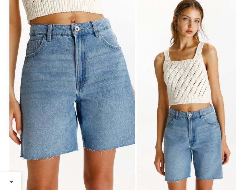¡Atrévete a ser diferente con la Bermuda Denim Desflecada Lefties!