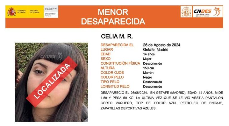 Encuentran a una adolescente de 14 años desaparecida desde el pasado lunes en Getafe