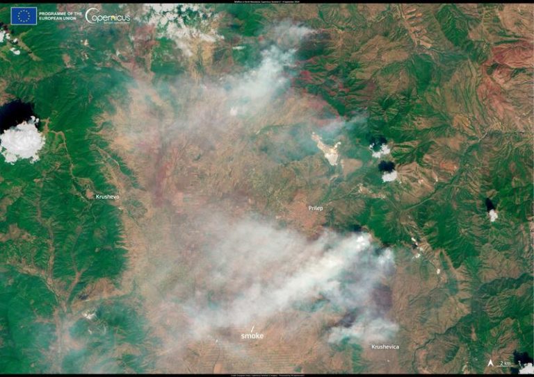 Copernicus elige como imagen del día los incendios de Macedonia del Norte