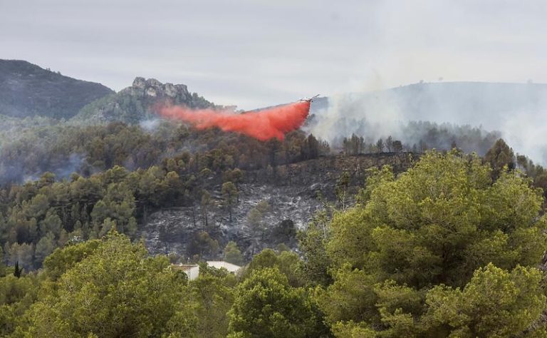 El incendio de Simat llega a Barxeta y alcanza una isla de vegetación rodeada de cultivos