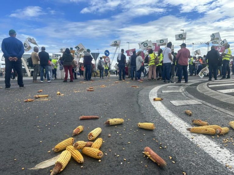 Agricultores de Cantabria, CyL y Extremadura protestan en Santander contra importación de cereales de Ucrania