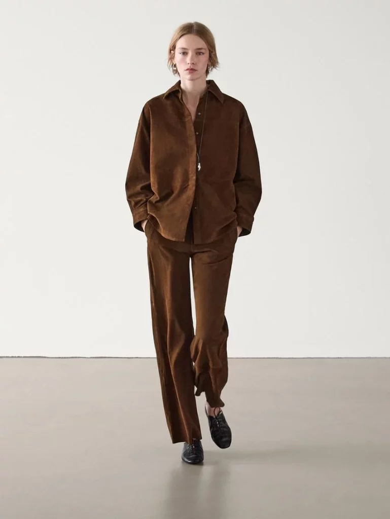 Camisa oversize piel ante Y Pantalón straight piel ante DE MASSIMO DUTTI