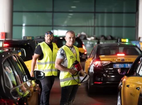Alberto Álvarez, líder de Élite Taxi, en una de las protestas del sector contra las VTC | Fuente: Agencias