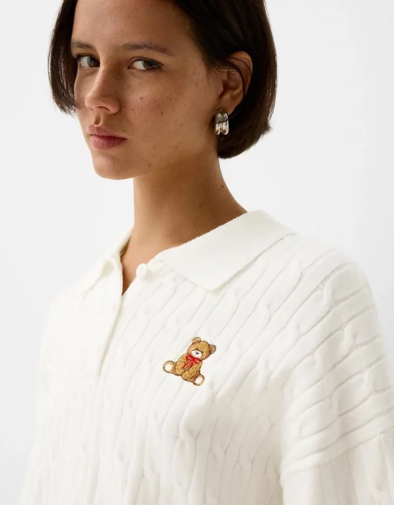 Jersey cuello polo bordado