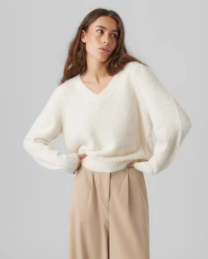 Jersey de mujer de manga larga con cuello de pico Vero Moda