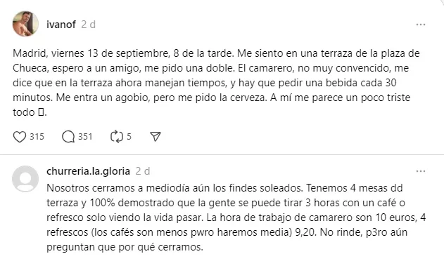 "Me parece triste": Pide una cerveza en una terraza de Madrid y lo que le responden le deja perplejo 2 Lo que le pasó al pedir una cerveza en Madrid