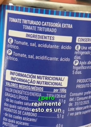 Tomate triturado del Mercadona en lata pequena