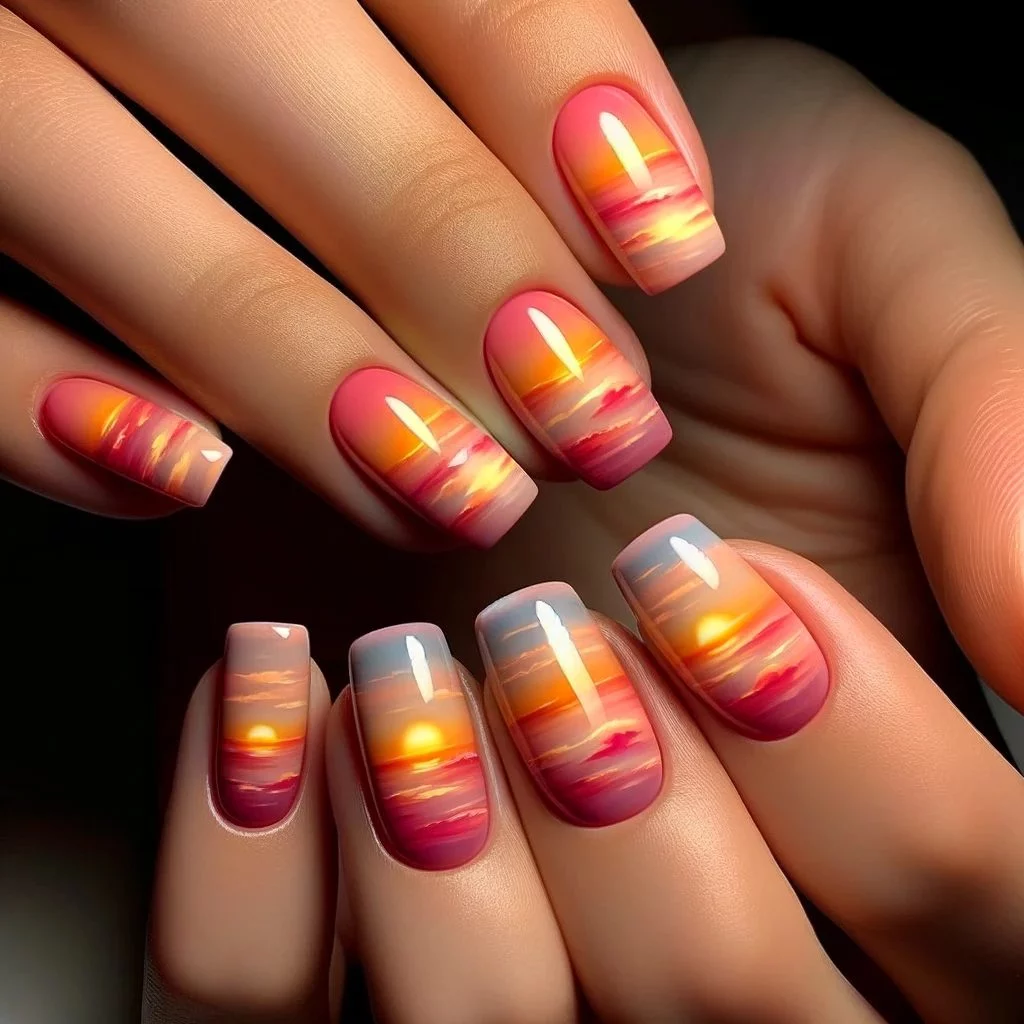 spring sunset nail ideas