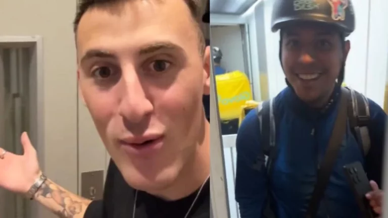 Un repartidor de Glovo se queda atrapado en el ascensor y lo que le pasa le hace viral