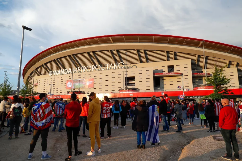 EuropaPress 3732090 supporters of atletico madrid are seen outside the stadium during the